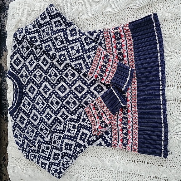 Liz Sport Crewneck Cotton Knit Pattern Pull Over‎ Sweater Womens Size Medium - Picture 1 of 7